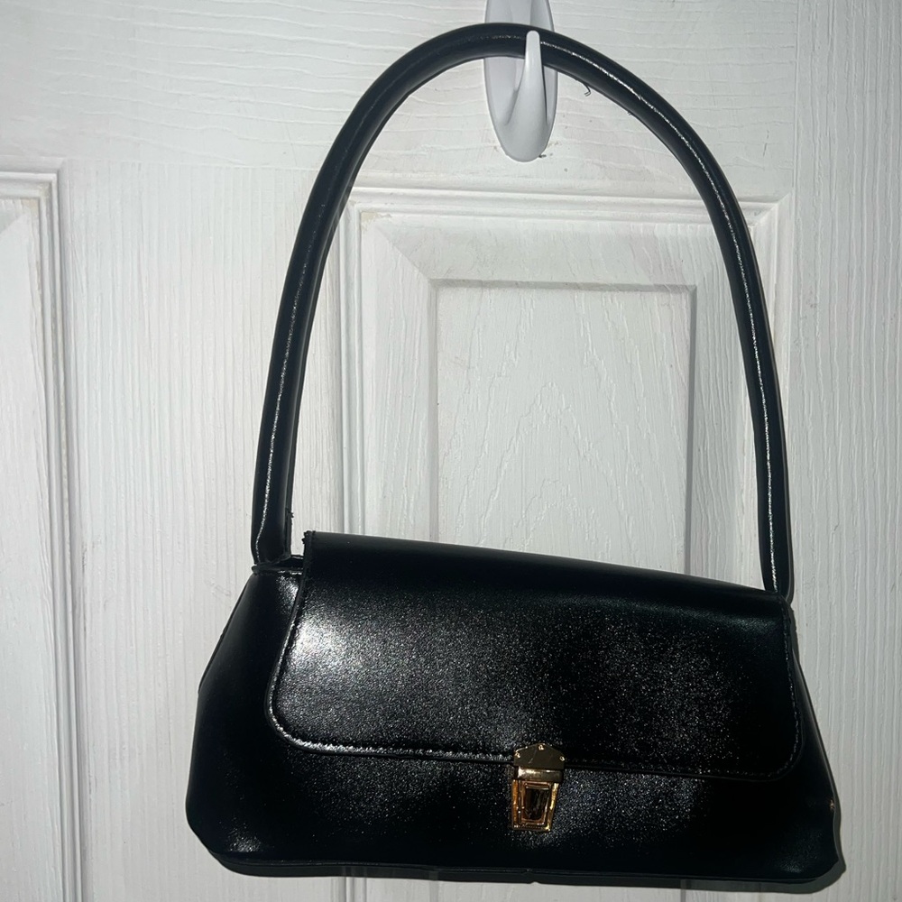 Black leather shoulder bag from SHEIN